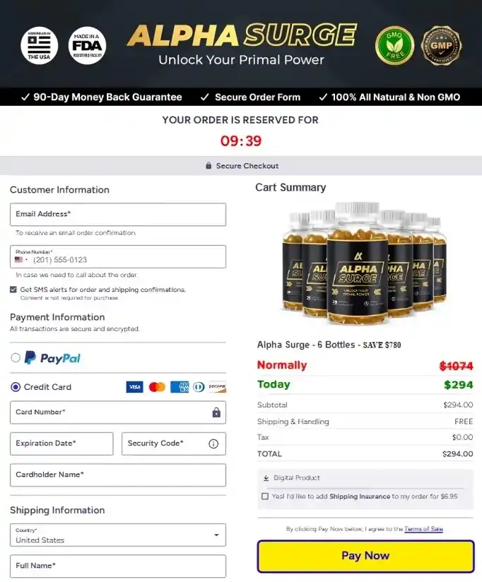 Alpha Surge Order Page